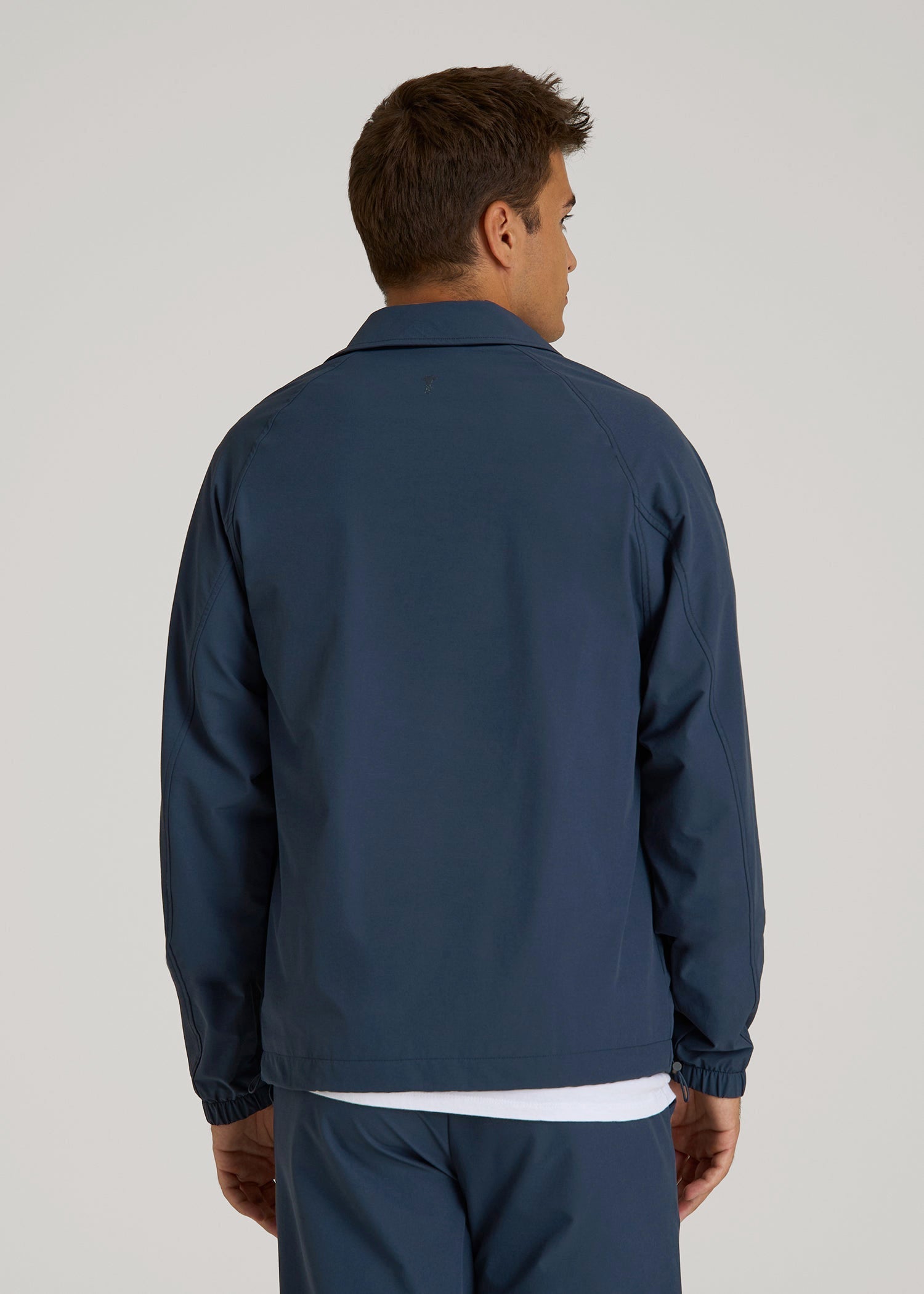 Flex Nylon Collared Jacket for Tall Men in Navy Blue