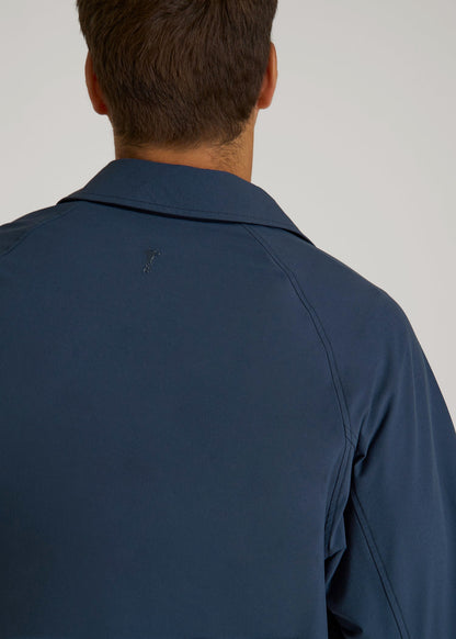 Flex Nylon Collared Jacket for Tall Men in Navy Blue