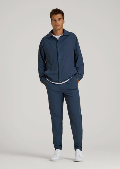 Flex Nylon Collared Jacket for Tall Men in Navy Blue