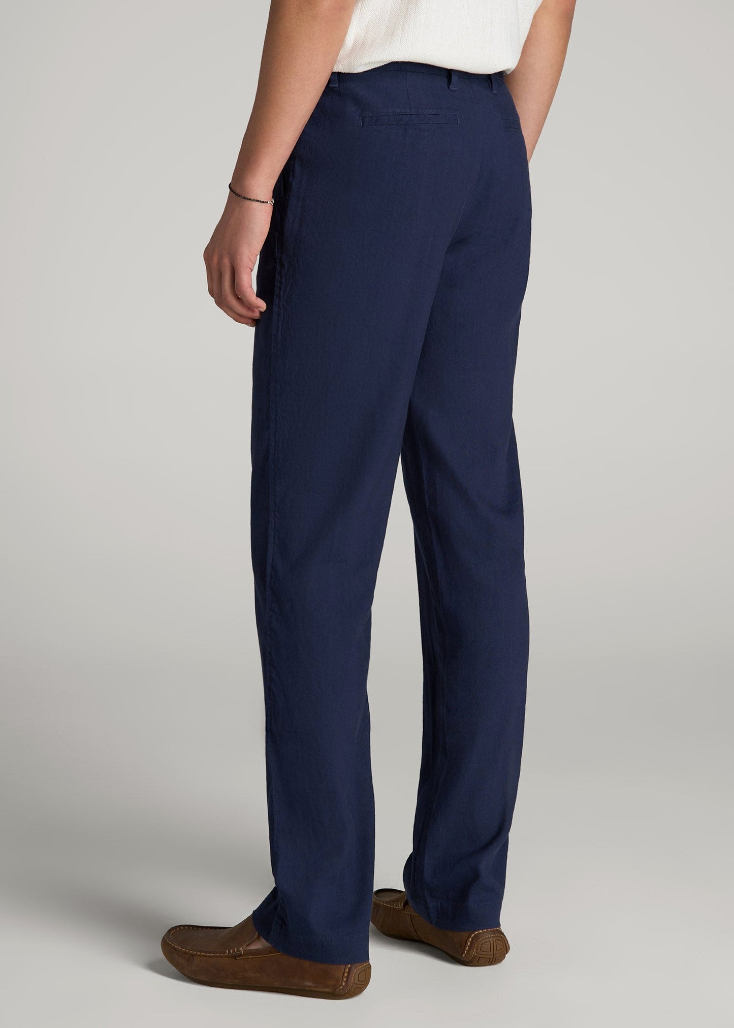 Garment Dyed Linen Casual Pants for Tall Men in Summer Blue