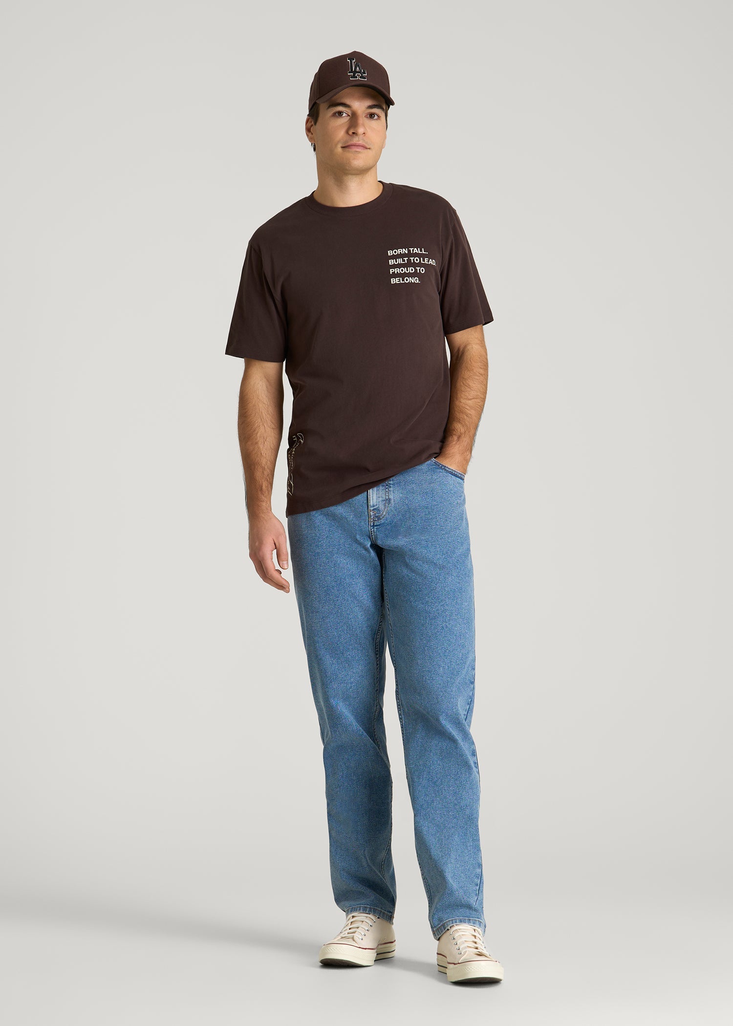 Mission Graphic Tee for Tall Men in Brown