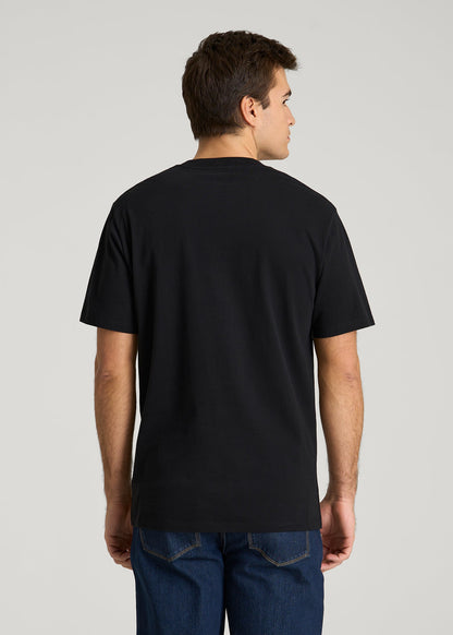 Monochrome Flag Graphic Tee for Tall Men in Black