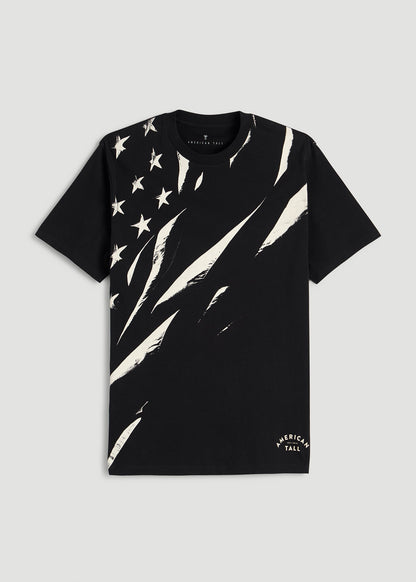 Monochrome Flag Graphic Tee for Tall Men in Black