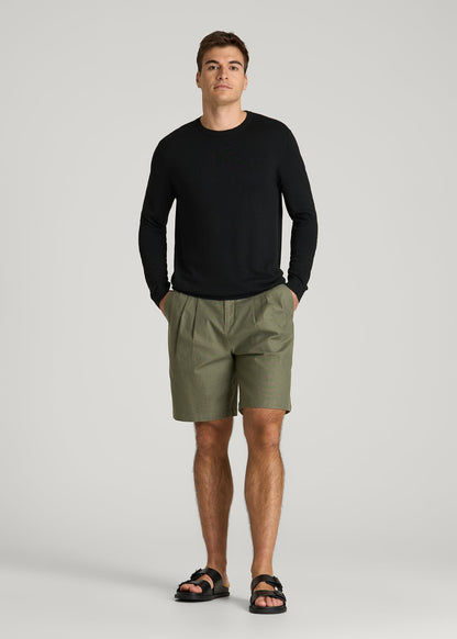 Linen Blend Lightweight Sweater for Tall Men in Black