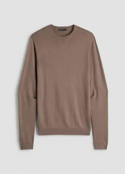 Linen Blend Lightweight Sweater for Tall Men in Warm Brown