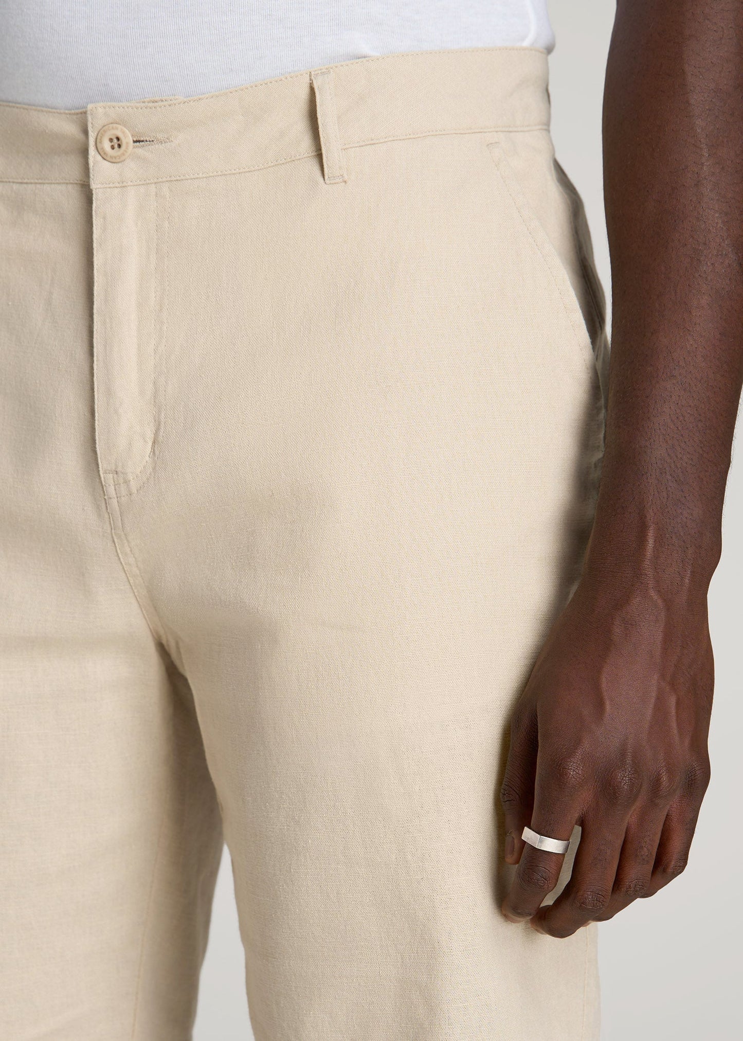 Linen Shorts For Tall Men in Sandstone