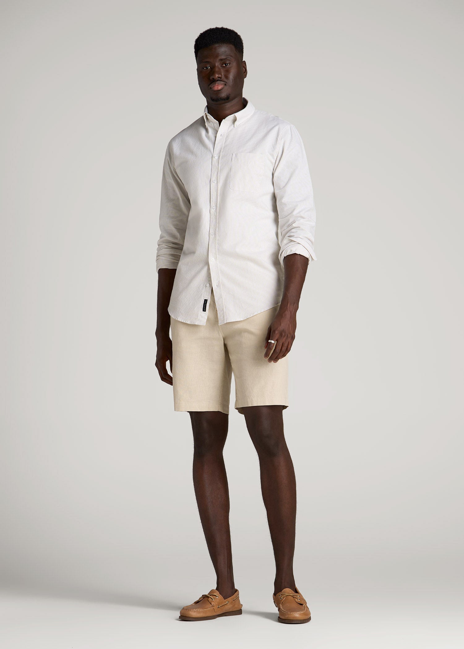 Linen Shorts For Tall Men in Sandstone