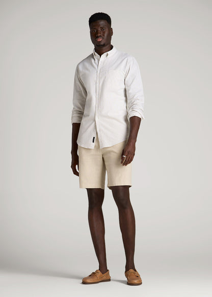 Linen Shorts For Tall Men in Sandstone