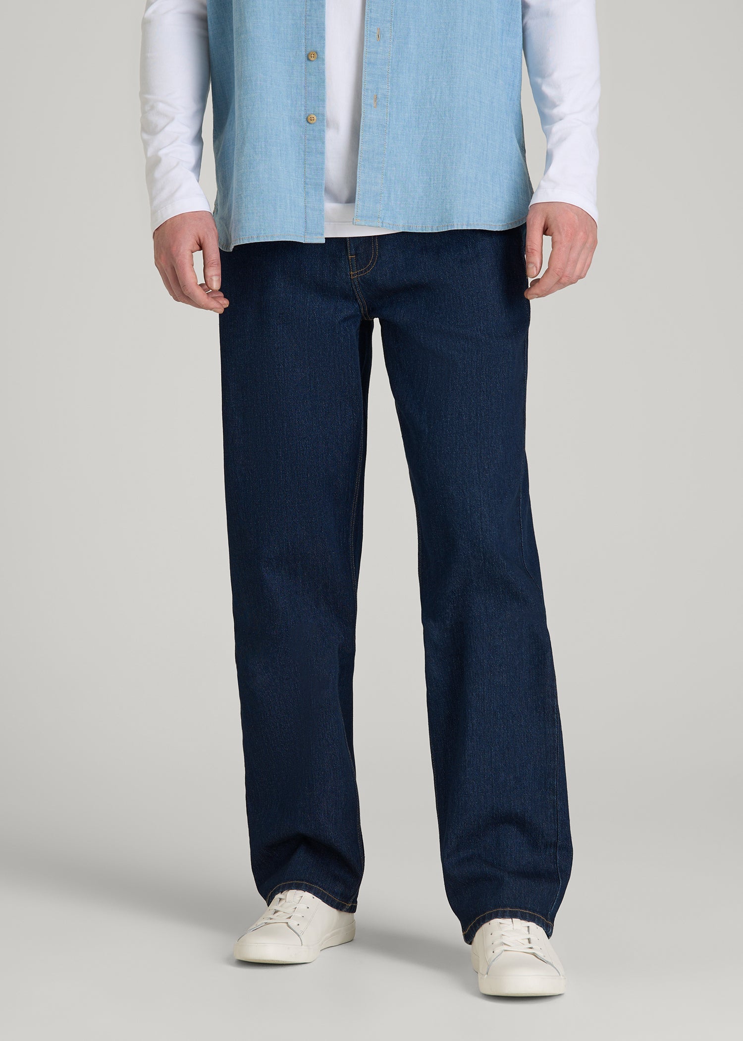 Loose Fit Jeans for Tall Men in Deep Indigo Wash