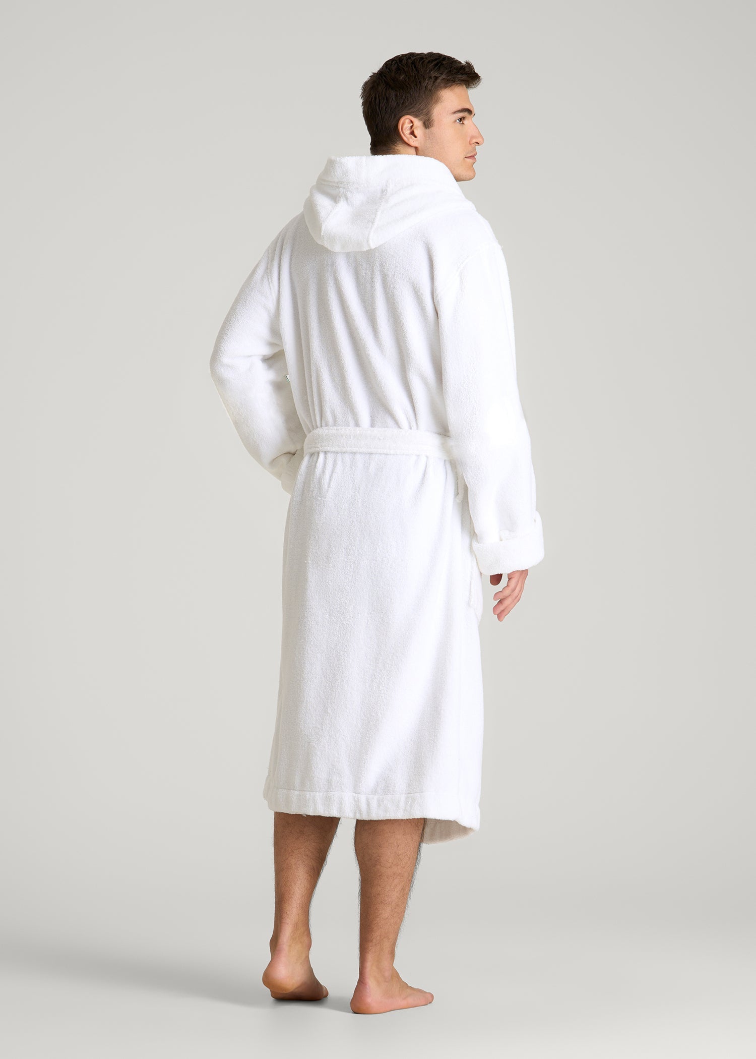 Luxe Zero Twist Cotton Hotel Robe for Tall Men in White
