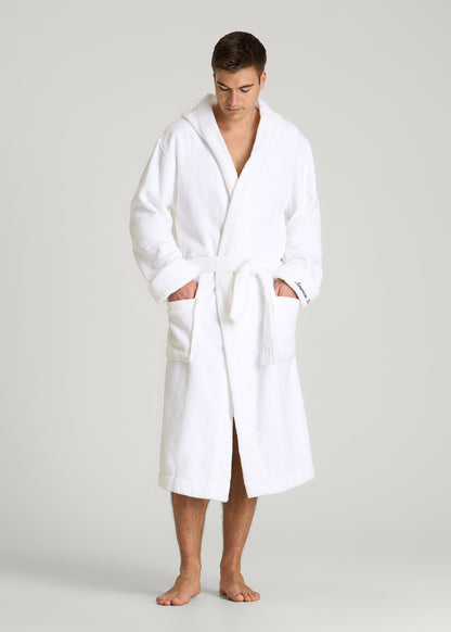 Luxe Zero Twist Cotton Hotel Robe for Tall Men in White