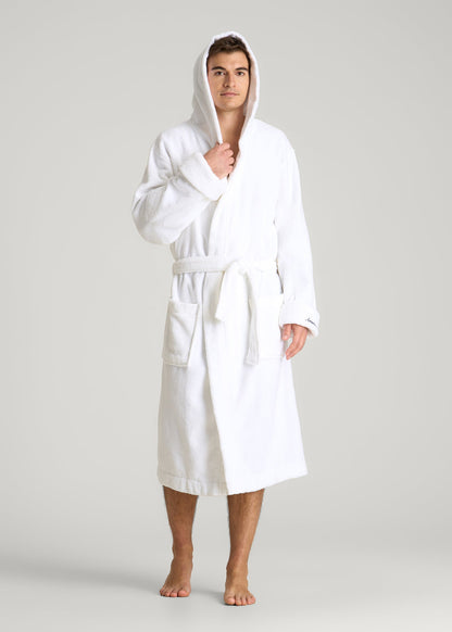 Luxe Zero Twist Cotton Hotel Robe for Tall Men in White