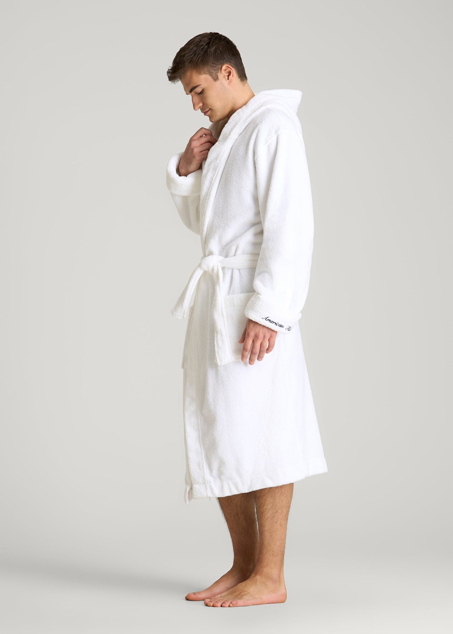 Luxe Zero Twist Cotton Hotel Robe for Tall Men in White