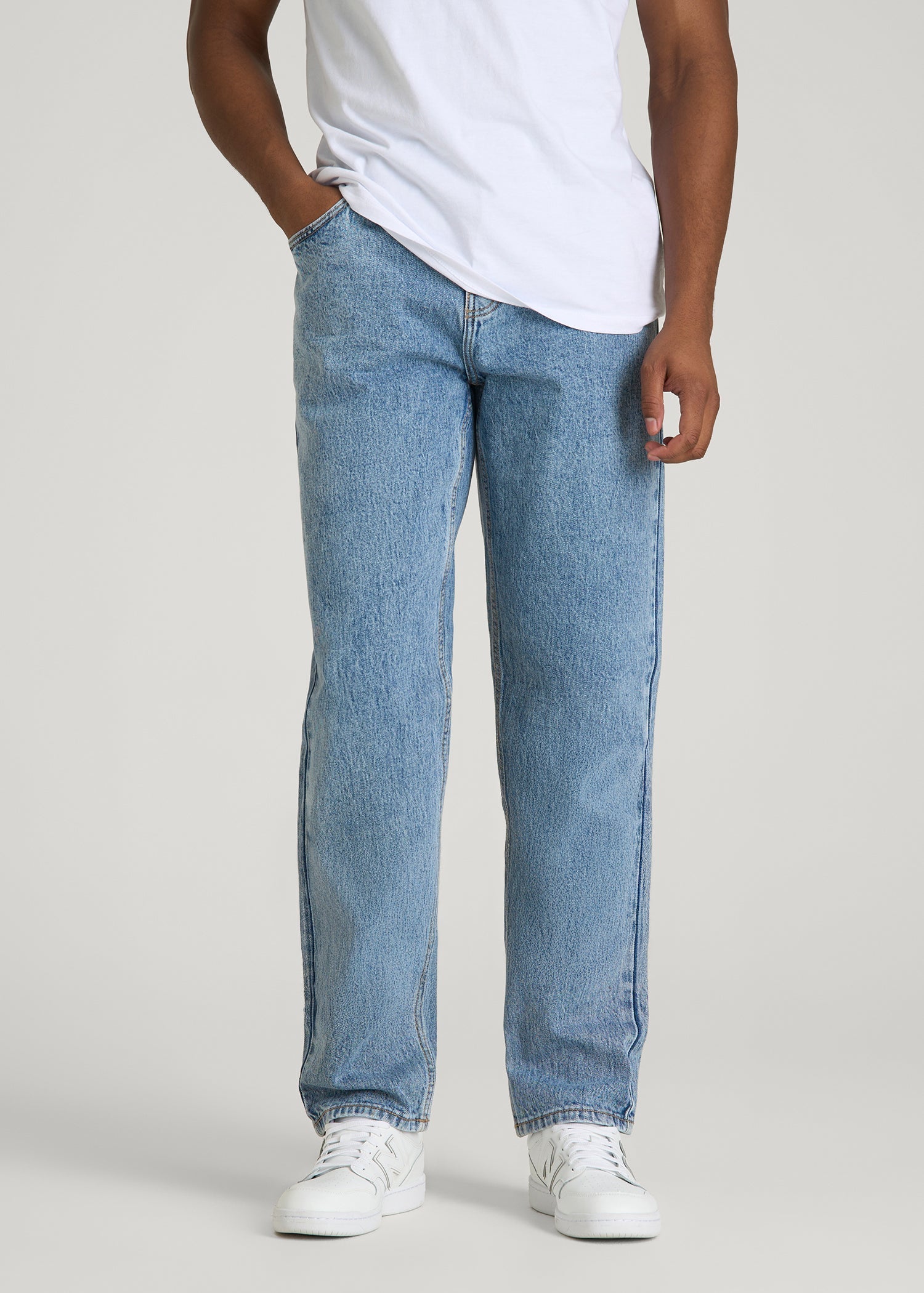 MILO Relaxed Tapered Fit Jeans for Tall Men in Perfect Blue