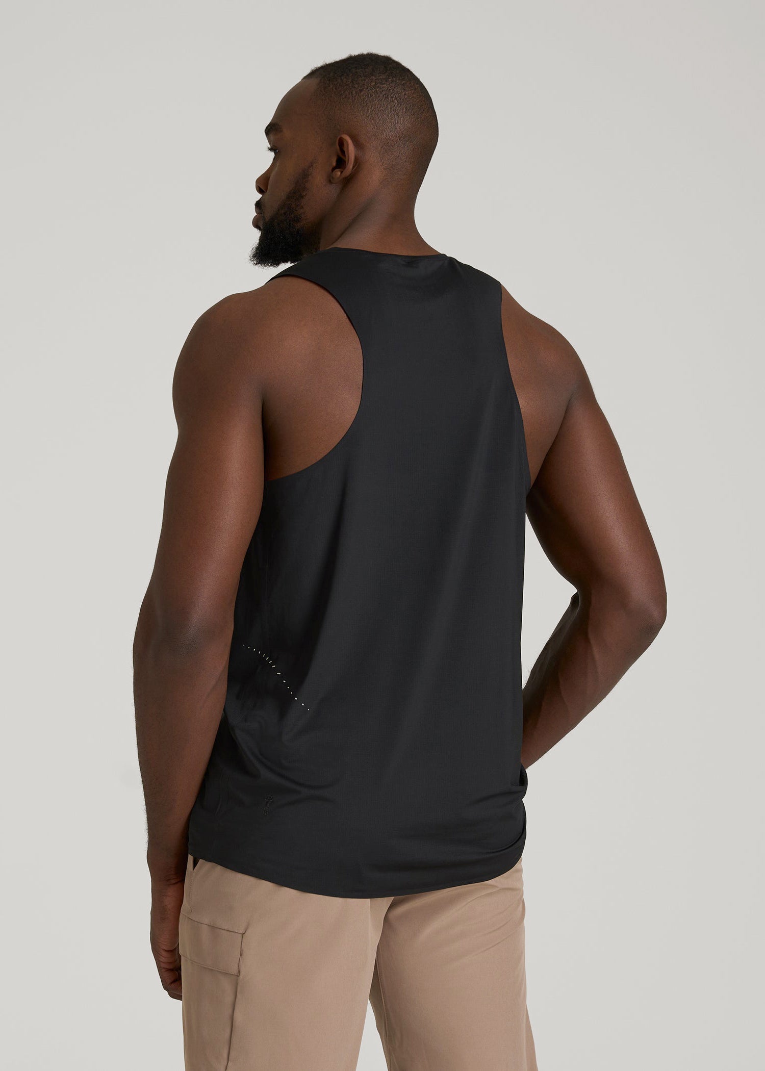 Perforated Training Singlet for Tall Men in Black