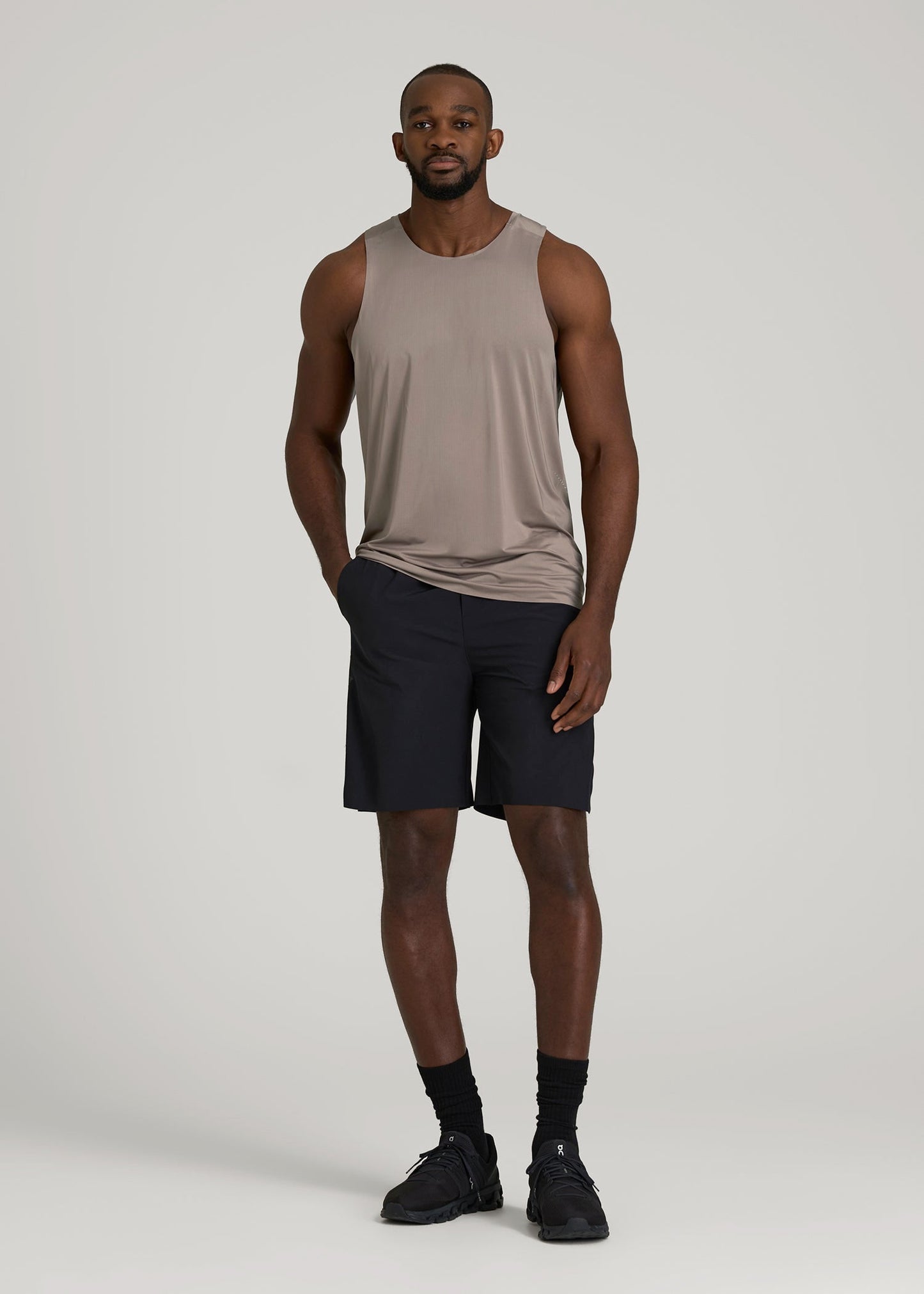 Perforated Training Singlet for Tall Men in Portobello