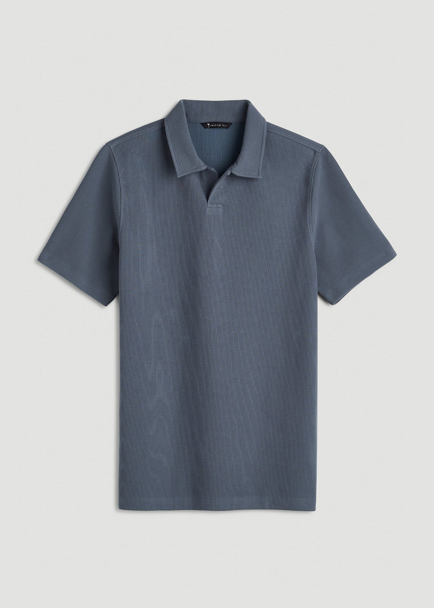 Micro Waffle Polo for Tall Men in Grey Blue