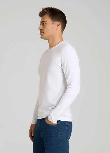The Essential Modern Fit Crewneck Long Sleeve Tee for Tall Men in White