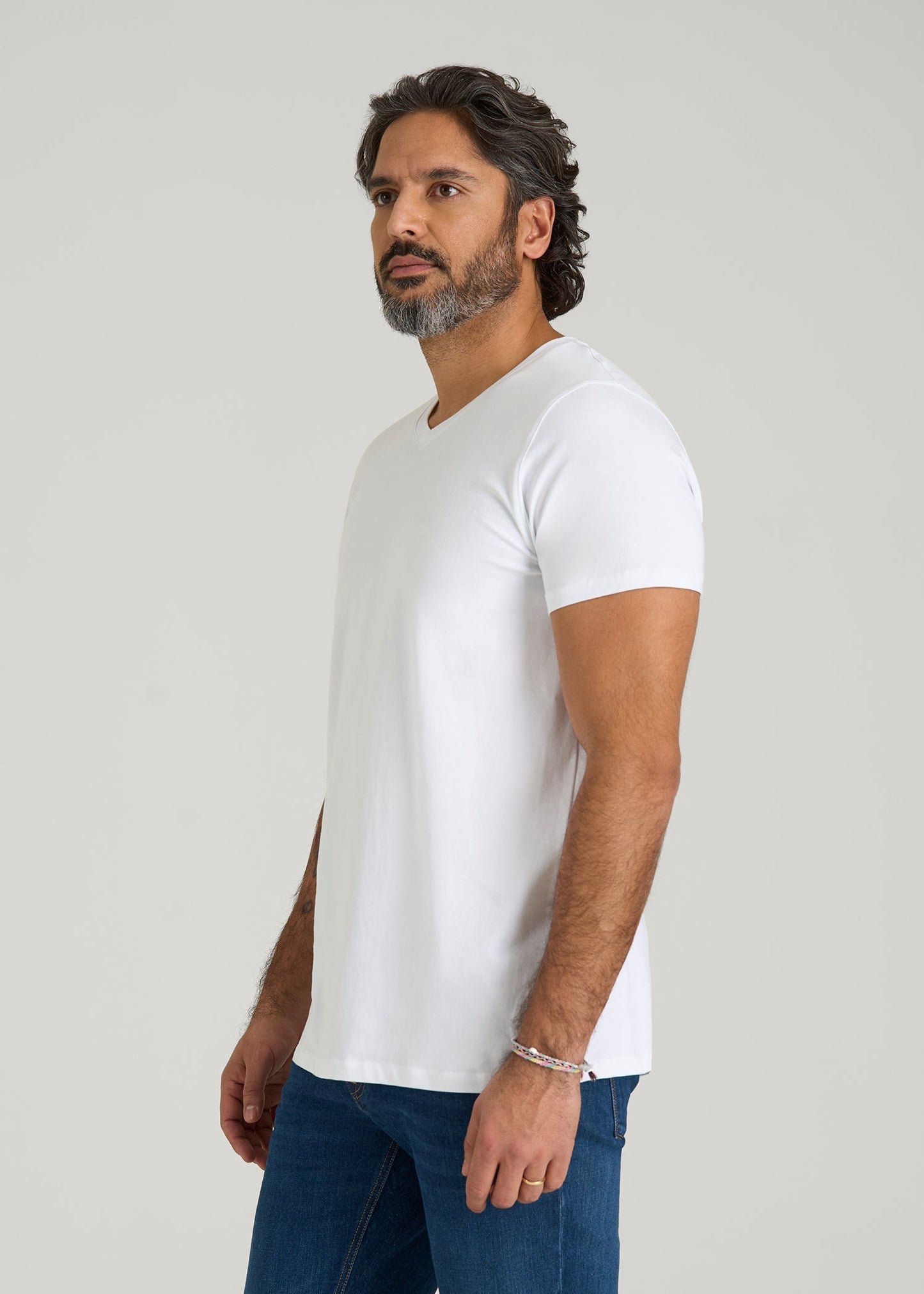 The Essential Modern Fit V-Neck Tee for Tall Men in White