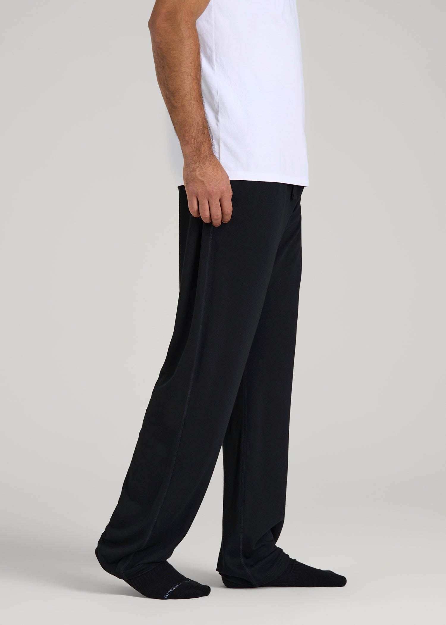 Open-Bottom Pajama Pants for Tall Men in Black