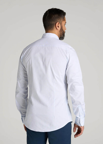 Oskar Easy Care Dress Shirt for Tall Men in Blue Mini Stripe