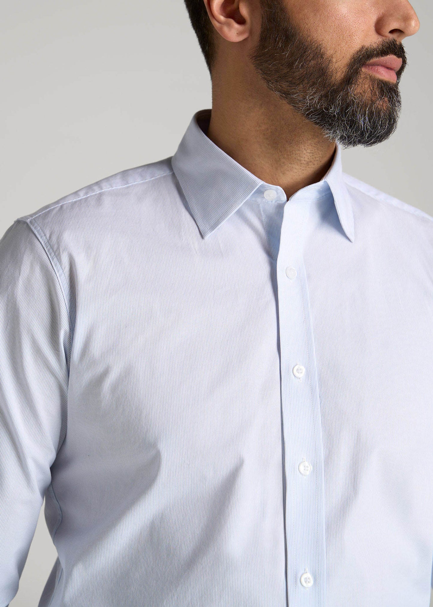 Oskar Easy Care Dress Shirt for Tall Men in Blue Mini Stripe