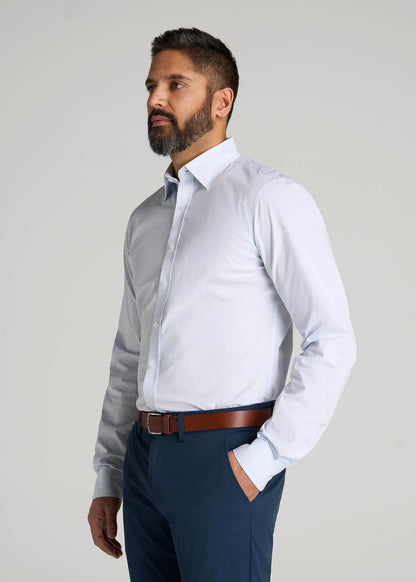 Oskar Easy Care Dress Shirt for Tall Men in Blue Mini Stripe