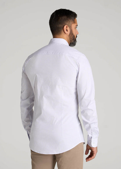Oskar Easy Care Dress Shirt for Tall Men in Iris Mini Check