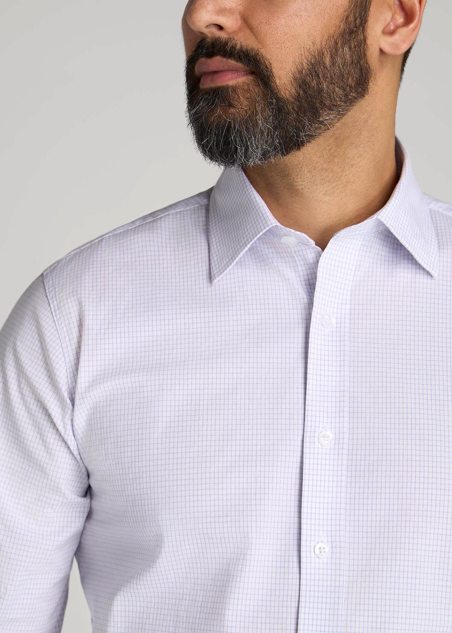 Oskar Easy Care Dress Shirt for Tall Men in Iris Mini Check