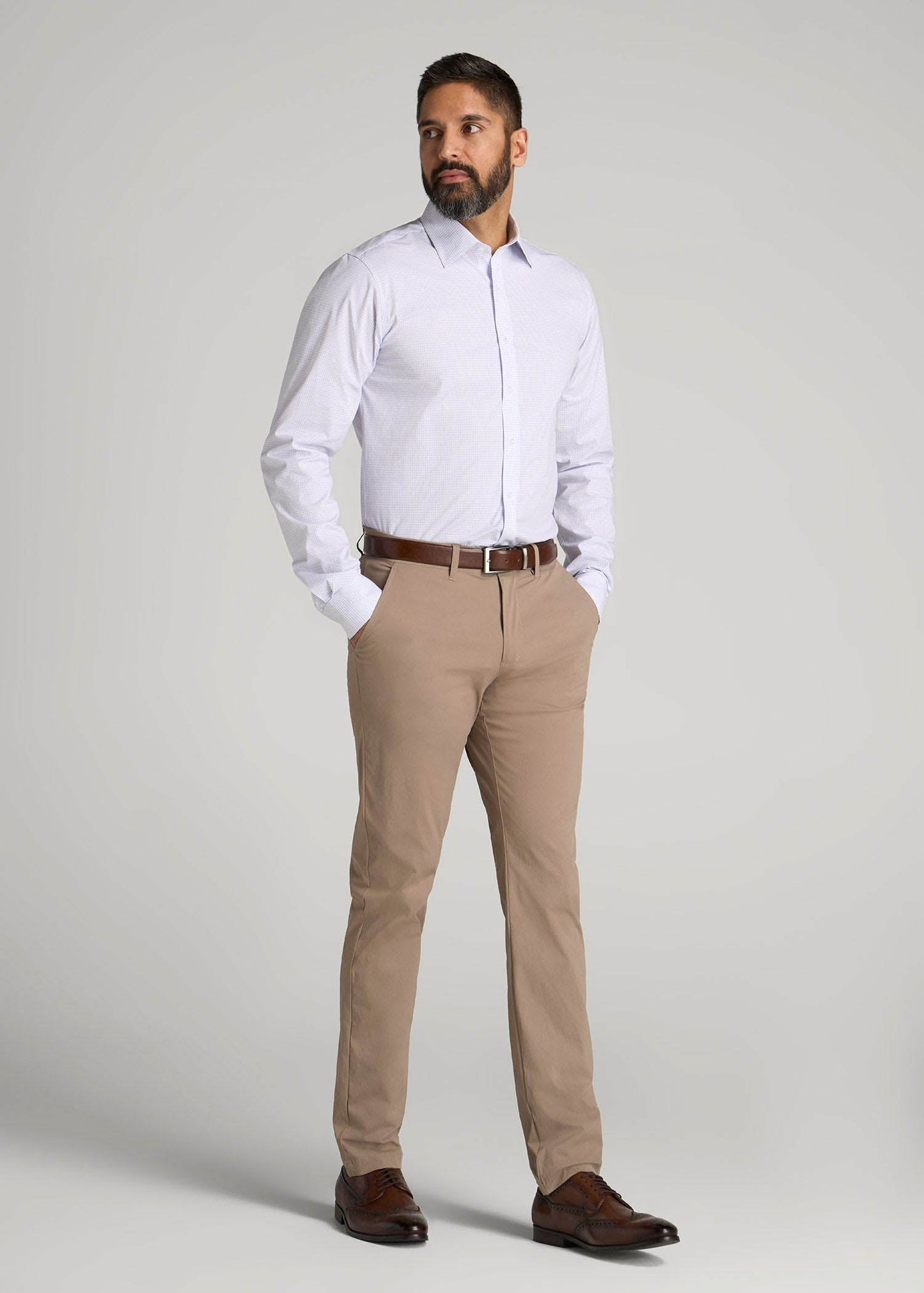 Oskar Easy Care Dress Shirt for Tall Men in Iris Mini Check