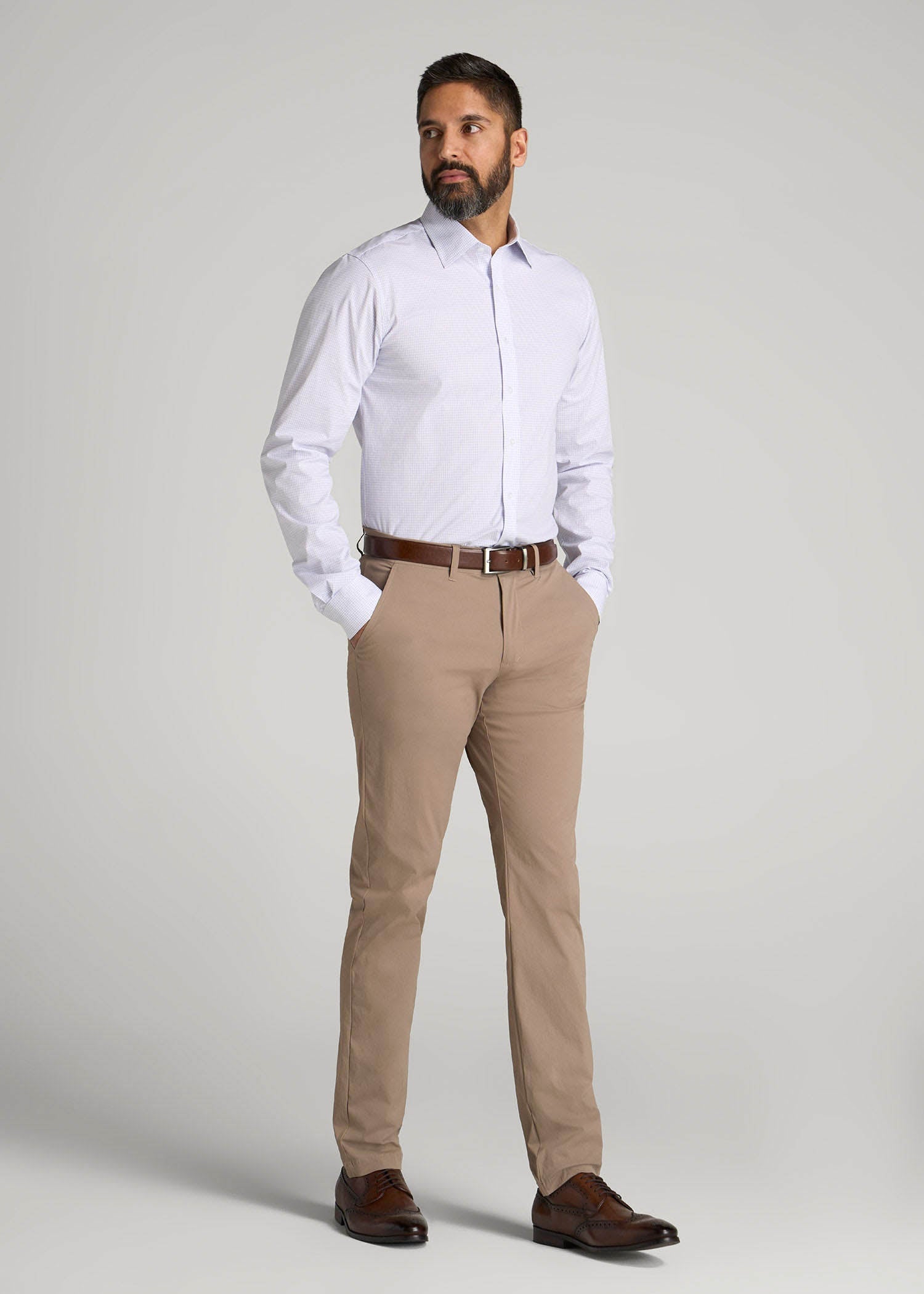 Oskar Easy Care Dress Shirt for Tall Men in Iris Mini Check