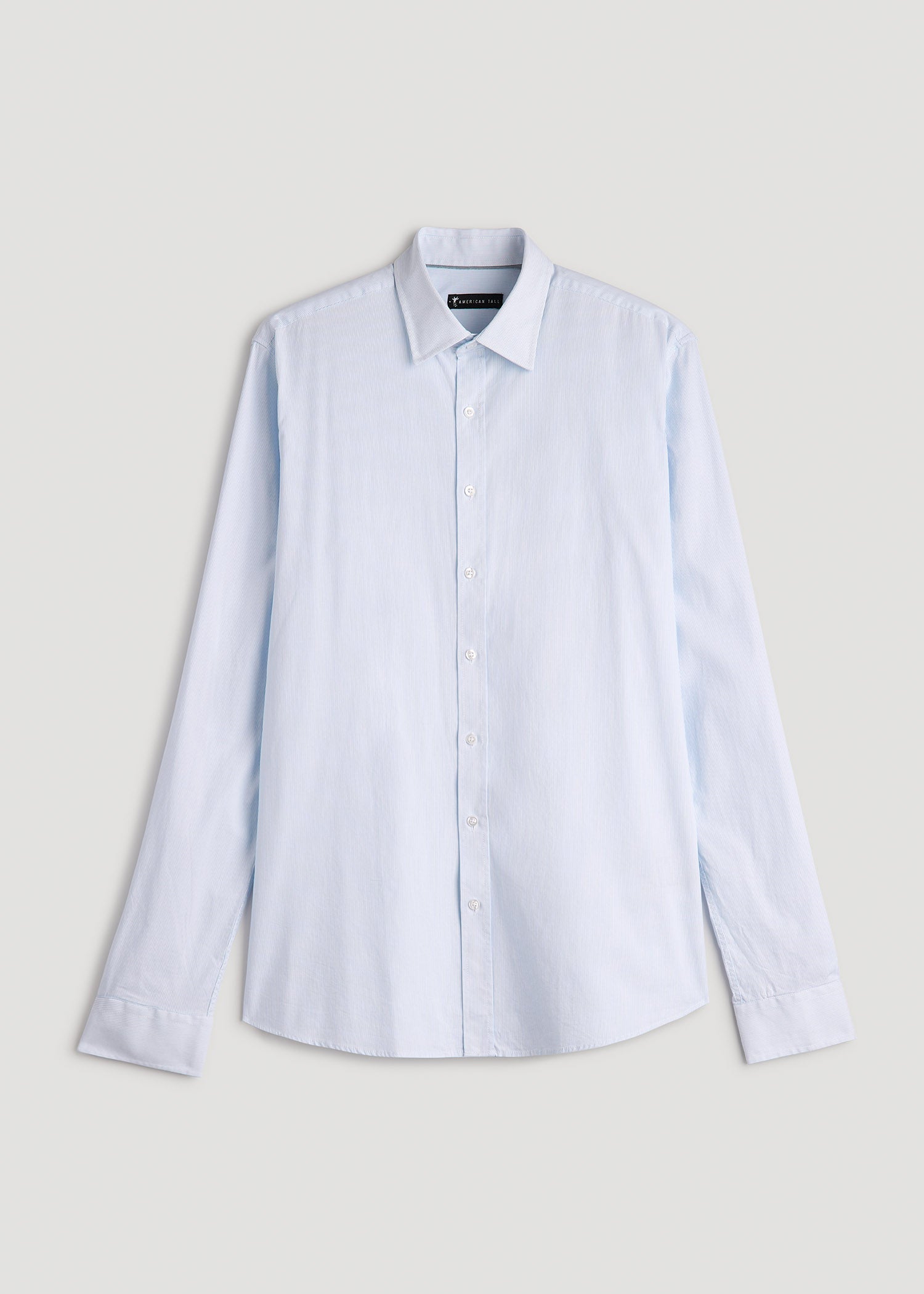 Oskar Easy Care Dress Shirt for Tall Men in Blue Mini Stripe