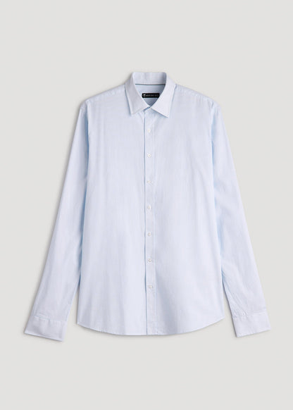 Oskar Easy Care Dress Shirt for Tall Men in Blue Mini Stripe