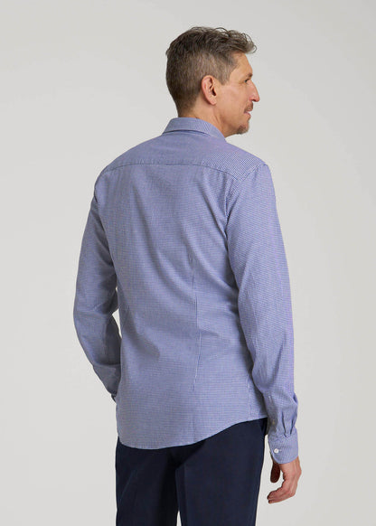 Oskar Easy Care Dress Shirt for Tall Men in Cobalt Mini Check