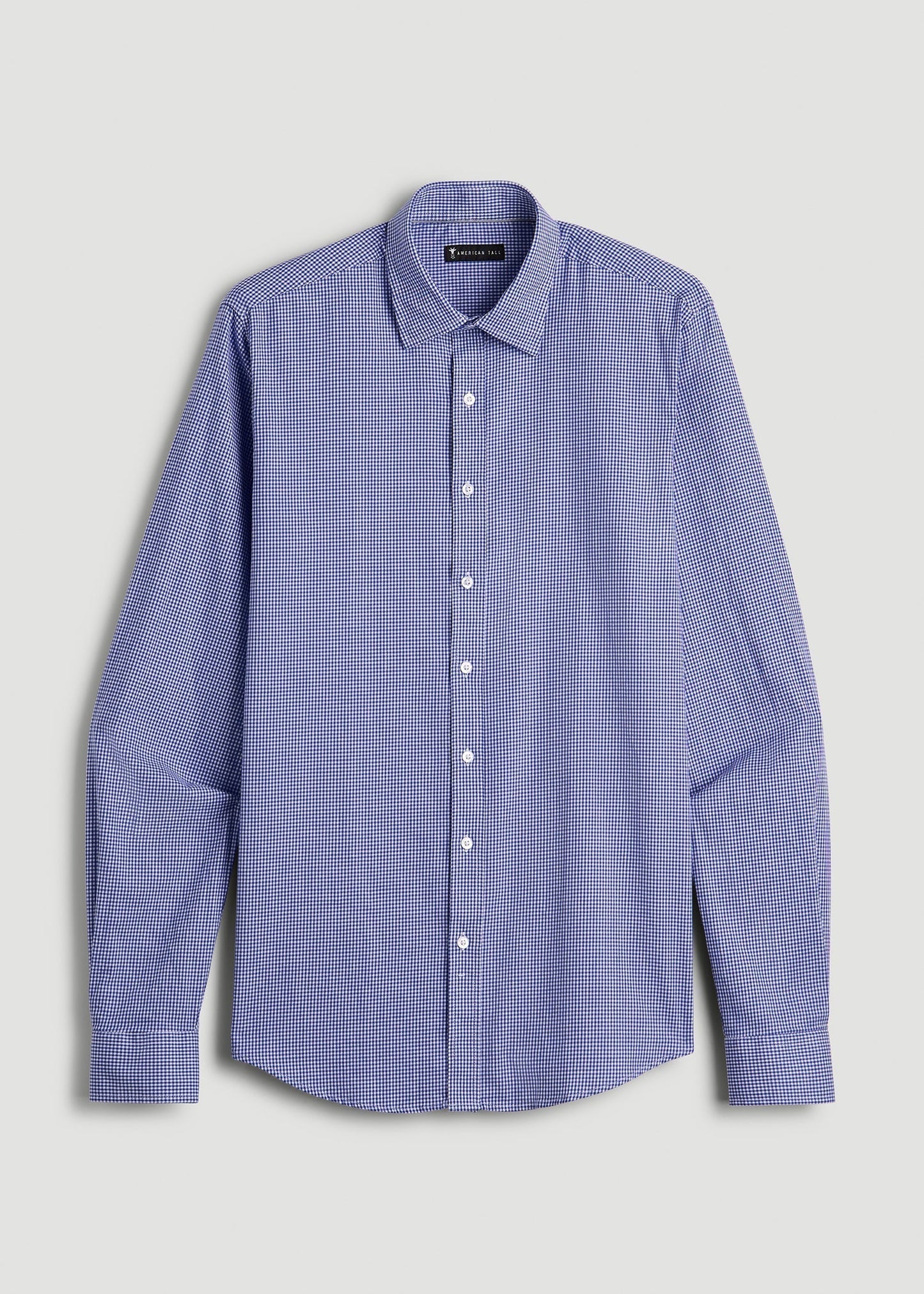 Oskar Easy Care Dress Shirt for Tall Men in Cobalt Mini Check