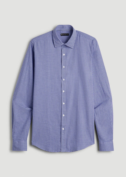 Oskar Easy Care Dress Shirt for Tall Men in Cobalt Mini Check