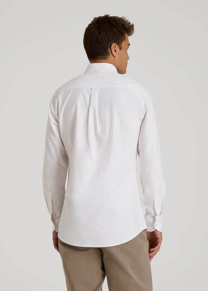 Oxford Cloth Button Down Shirt for Tall Men in Optic White