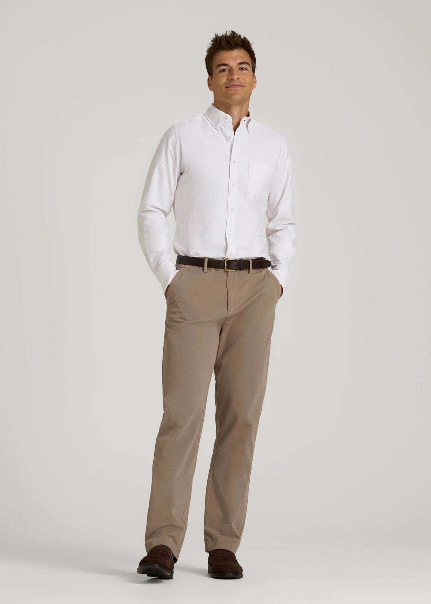 Oxford Cloth Button Down Shirt for Tall Men in Optic White