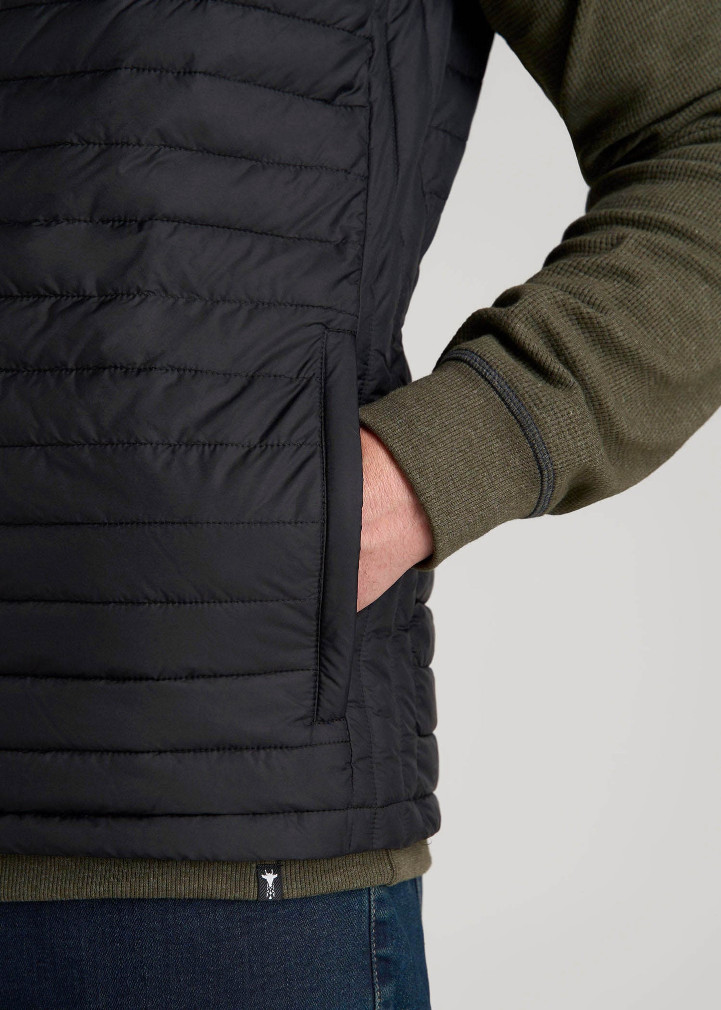 Packable Puffer Vest for Tall Men in Black