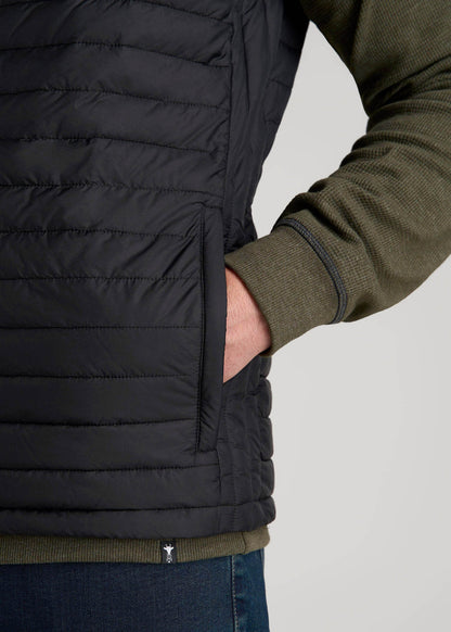 Packable Puffer Vest for Tall Men in Black