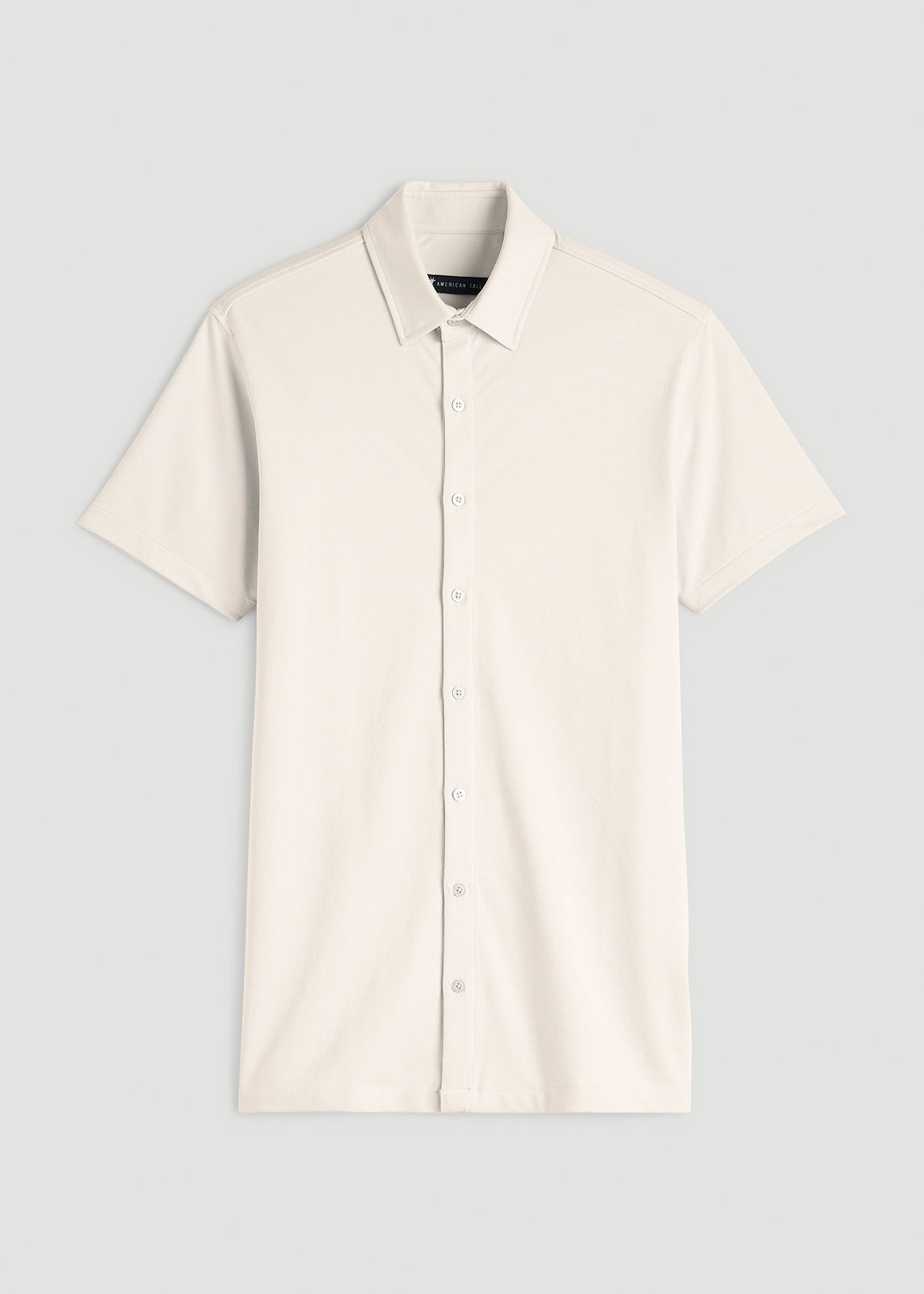 Pique Knit Stretch Short Sleeve Shirt for Tall Men in White Sand