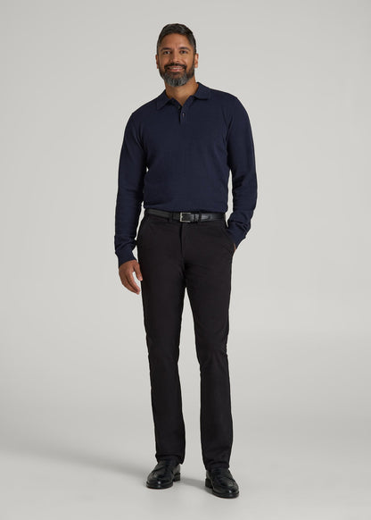Polo Sweater for Tall Men in Evening Blue