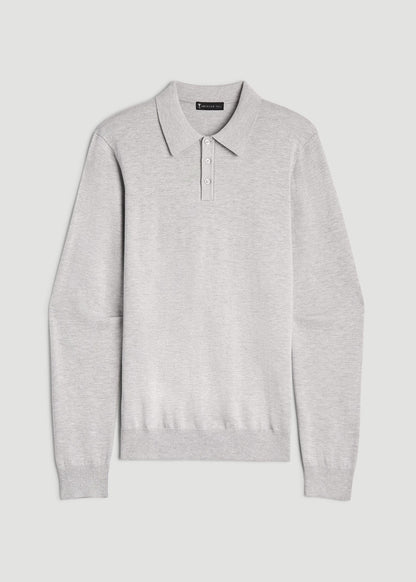 Polo Sweater for Tall Men in Light Grey