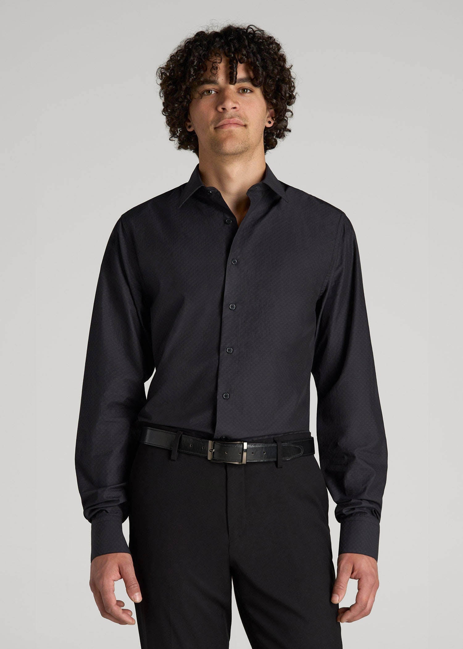 Premium Dress Shirt for Tall Men in Black Diamond