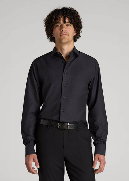 Premium Dress Shirt for Tall Men in Black Diamond