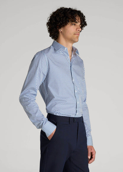Premium Dress Shirt for Tall Men in Blues Check