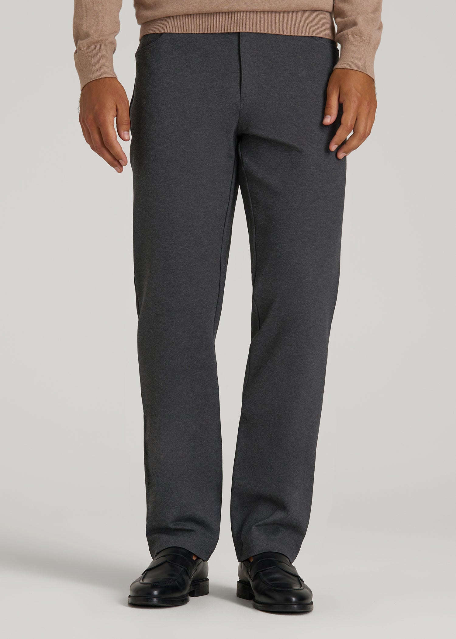 Flex Ponte Pants for Tall Men in Dark Charcoal Heather