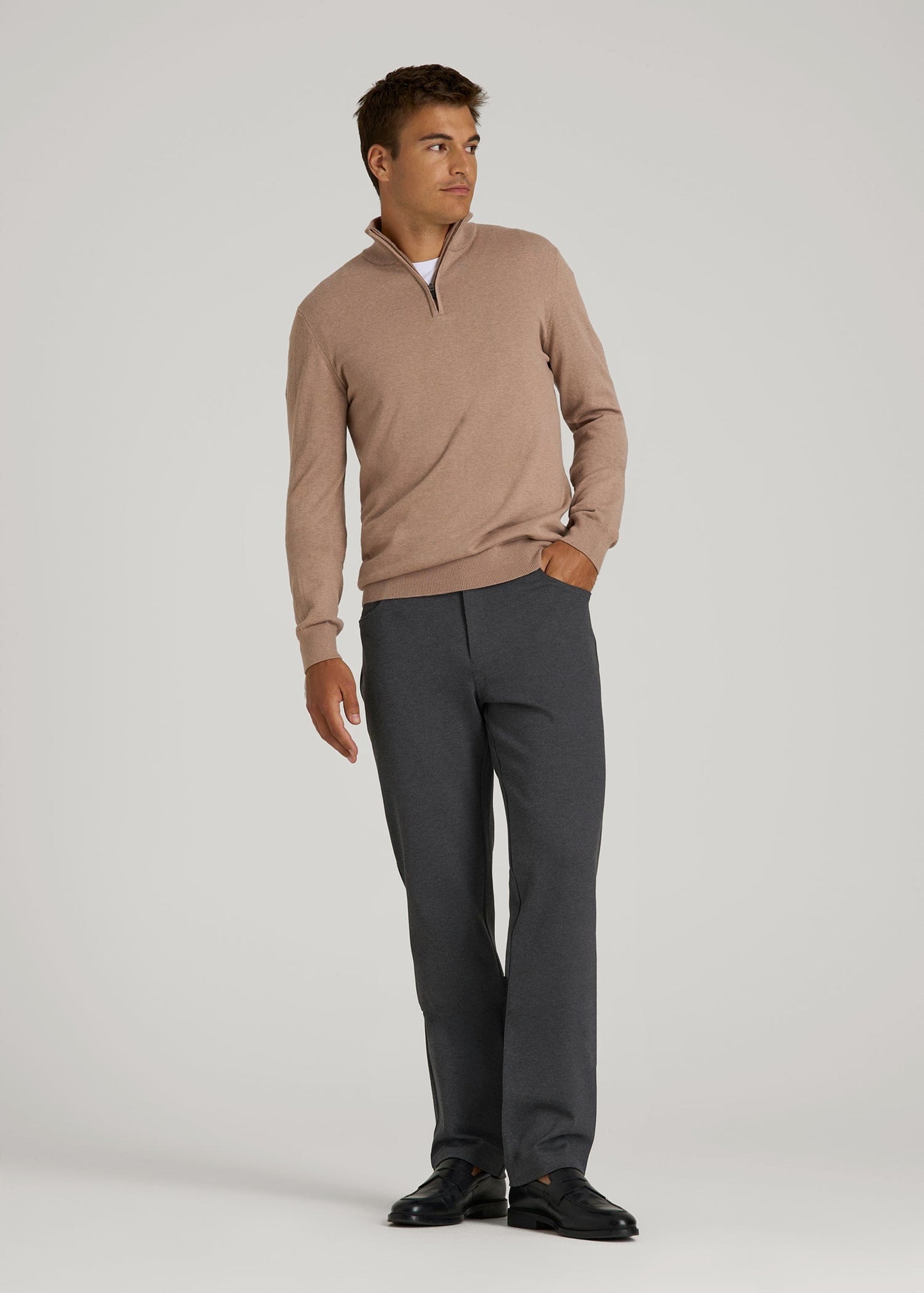 Flex Ponte Pants for Tall Men in Dark Charcoal Heather