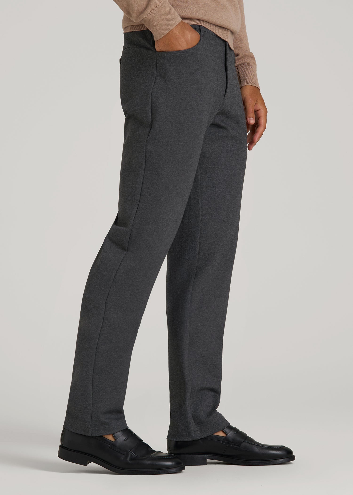 Flex Ponte Pants for Tall Men in Dark Charcoal Heather