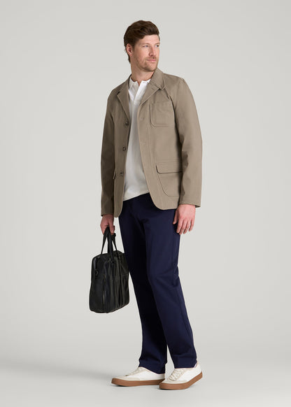 Stretch Commuter Chino Sport Coat for Tall Men in Dusty Khaki